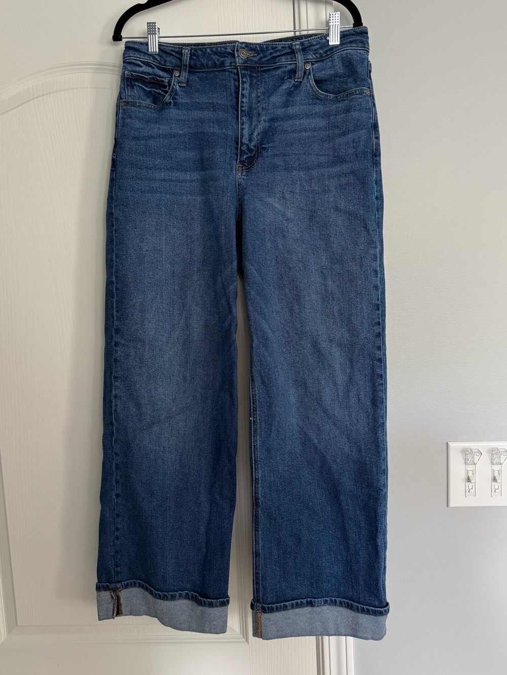 BCBGeneration Baggy Wide-Leg Jeans in Medium Blue Denim